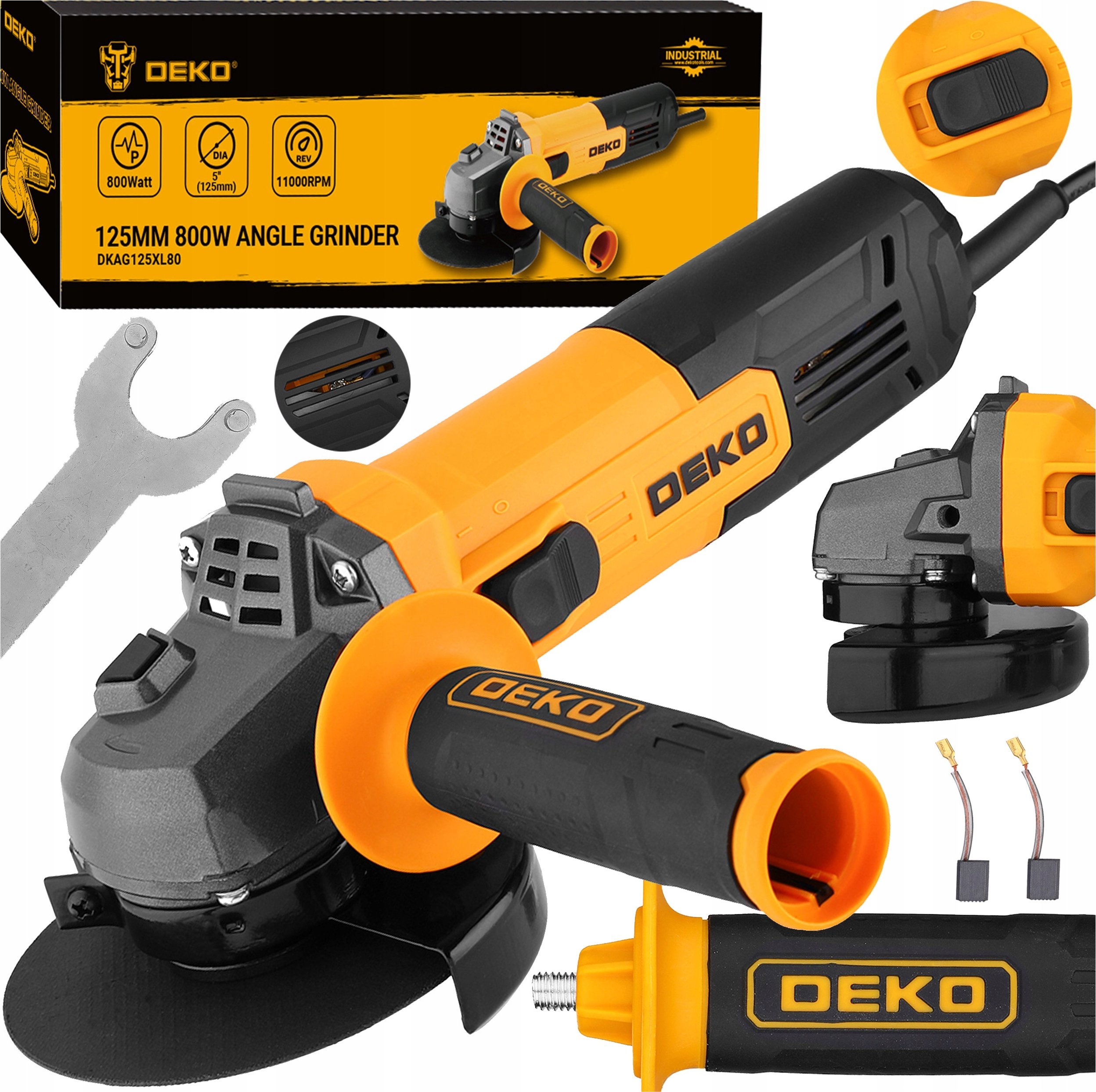 Szlifierka Deko SZLIFIERKA KĄTOWA KĄTÓWKA SIECIOWA 125 CM MOCNA DIAX 800 W MOCNA DEKO