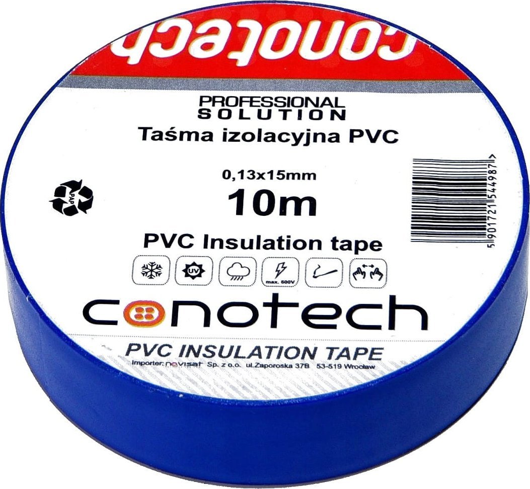 Conotech Taśma izolacyjna niebieska PVC 0,13x15x10m NS