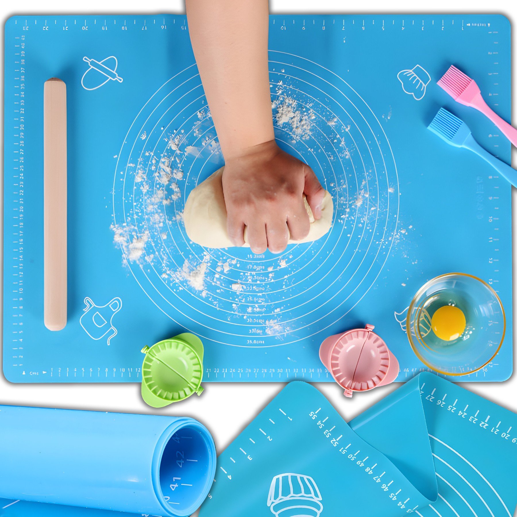 Retoo STOLNICA SILIKONOWA MATA KUCHENNA DUŻA XXL PODKŁADKA DO CIASTA Z MIARAMI