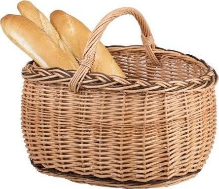 WickerPL Duży kosz na zakupy z wikliny ekologiczna torba robota ręczna rzemieślnicza kosz na grzyby 48x35 H28/40 cm