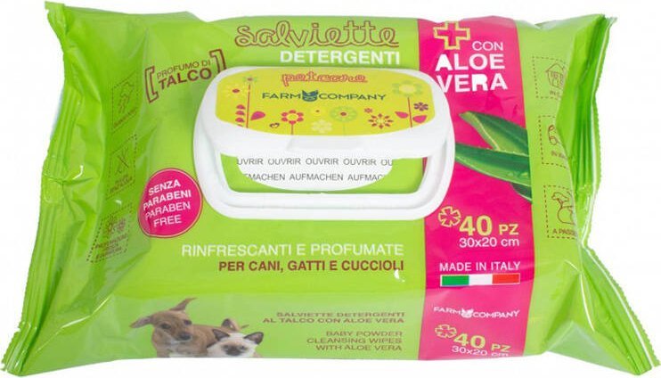 Farm Company Chusteczki do czyszczenia dla zwierząt z aloesem i talkiem