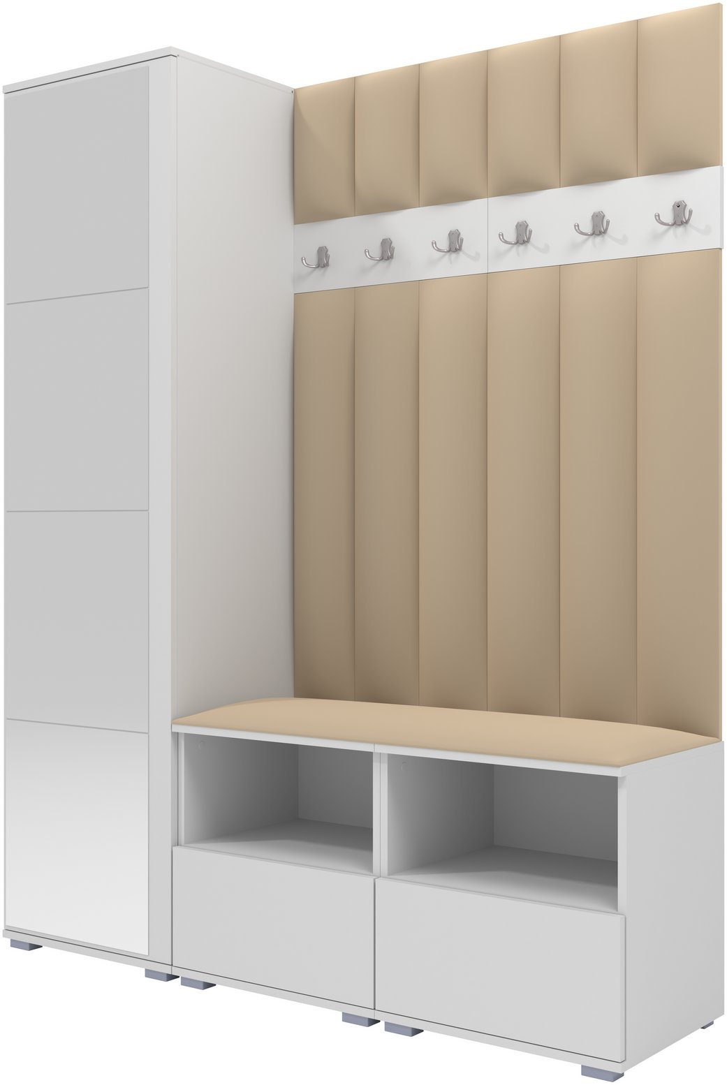 Tapicerowana garderoba Nela II LUX z lustrem - kolor biały + tkanina Trinity 04