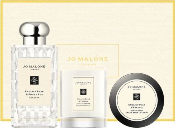 Jo Malone English Pear & Sweet Pea Cologne 100ml. + English Pear & Freesia Scented Candle 65g. + English Pear & Freesia Body Cre