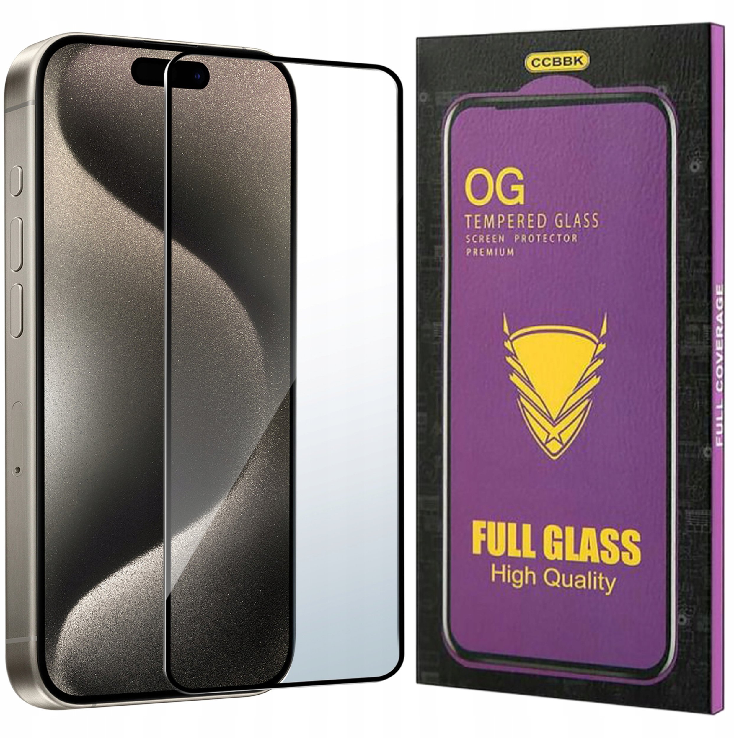 Szkło HARTOWANE 5D do iPhone 15 Pro Max OG PREMIUM CAŁY EKRAN PEŁNE