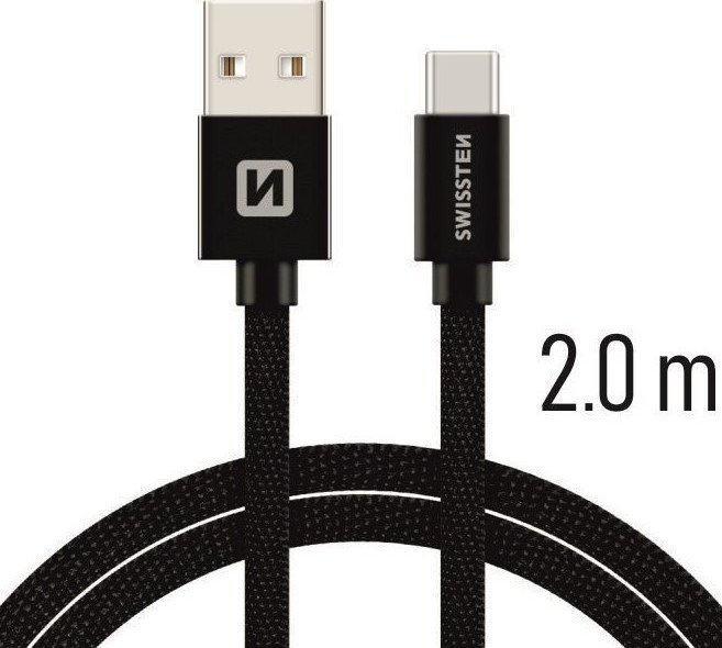 Kabel USB Swissten USB-A - USB-C 2 m Czarny (SW-QU-TYPC-3.1-2m-BK)
