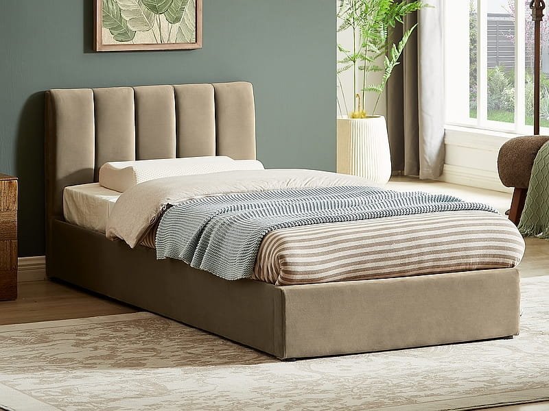 Signal Łóżko tapicerowane MONTREAL VELVET 90x200 beżowe