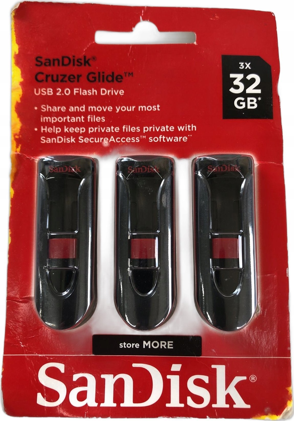 Pendrive SanDisk SanDisk Cruzer Glide - USB-Flash-Laufwerk - verschlusselt - 32 GB - USB 2.0 (Packung mit 3)