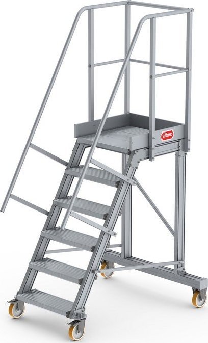 Lero Aluminiowy podest roboczy jezdny (wys. 147 cm, 6 stopni, 4 koła)