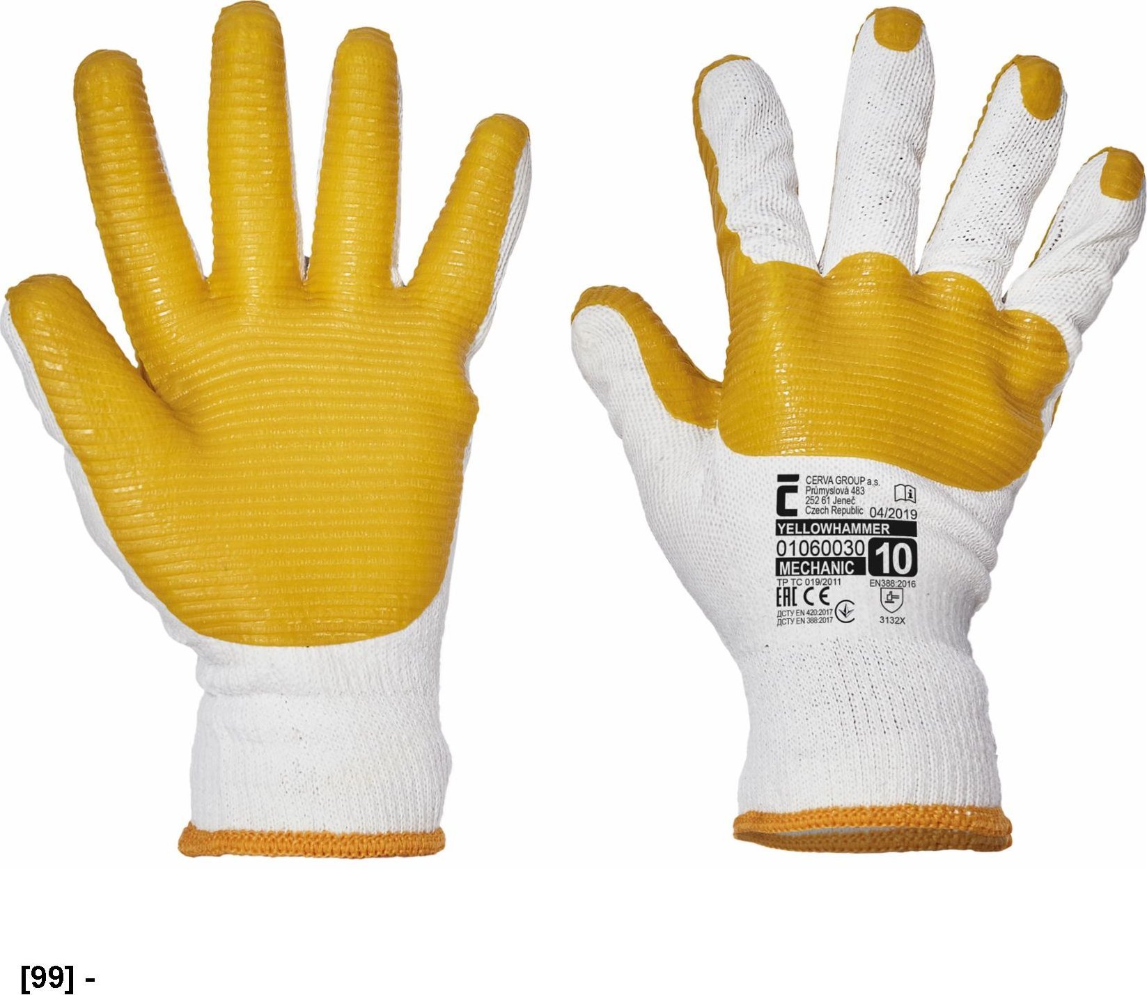 CERVA YELLOWHAMMER - rękawice mechaniczne powlekane 10