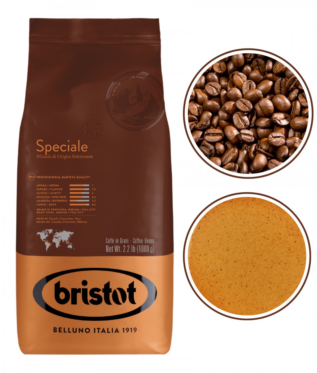 Bristot Speciale kawa ziarnista czarna intensywna 1kg