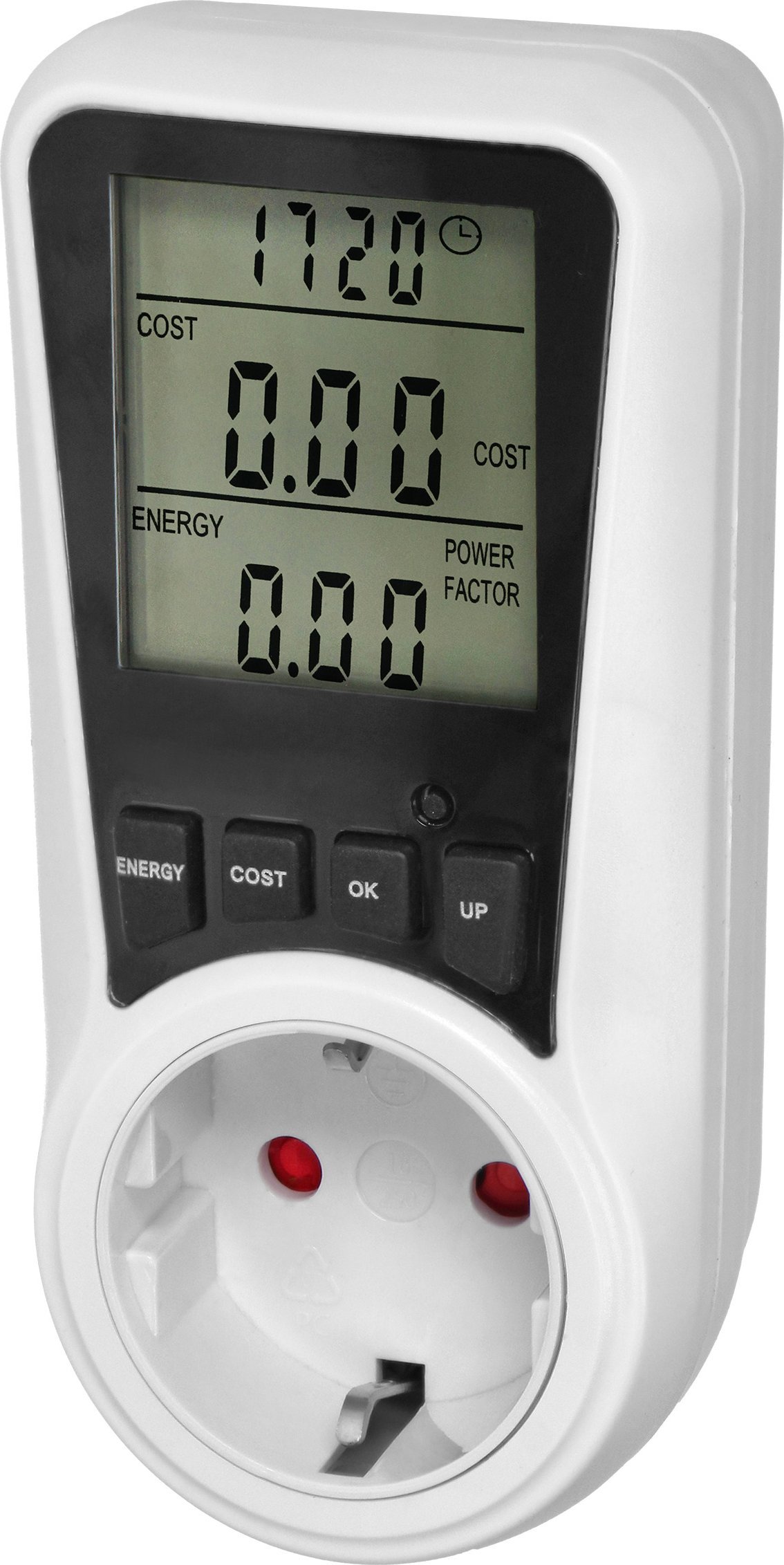 Orno Dwutaryfowy watomierz, kalkulator energii z wyświetlaczem LCD, 2 oddzielne taryfy, wewnętrzny akumulator, 16A 230V,wersja Schuko