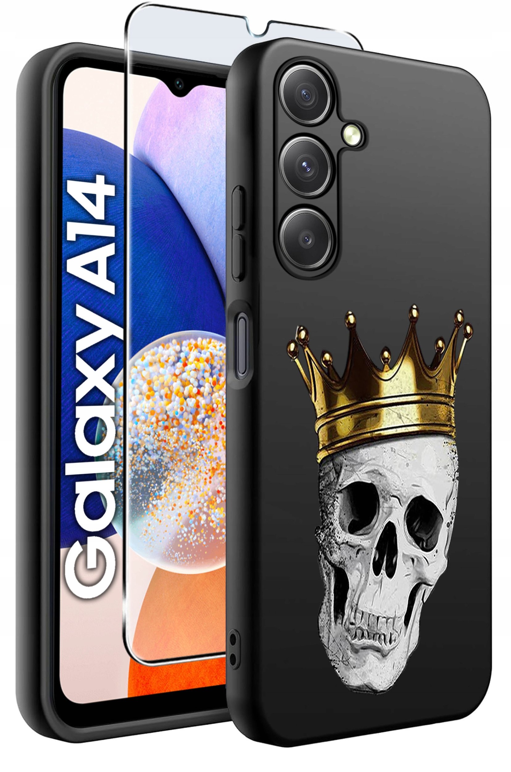 ETUI do Samsung A14 5G WZORY | SILIKONOWE MATT CASE + SZKŁO HARTOWANE 9H