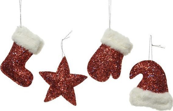 Zawieszka na choinkę but czapka gwiazda rękawiczka