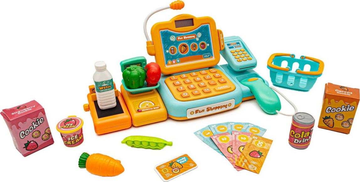 DK Edukacyjna sklepowa kasa fiskalna mikrofon waga czytnik akcesoria