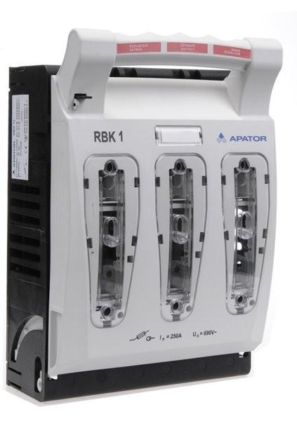 Apator Rozłącznik izolacyjny bezpiecznikowy montaż tablicowy, zaciski kablowe: mostkowe S 35-120mm2 RBK 1 690V 250A 63-811779-011