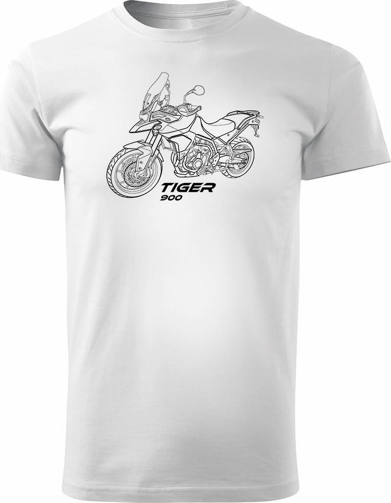 Topslang Koszulka motocyklowa z motocyklem na motor Triumph Tiger 900 męska biała REGULAR XL