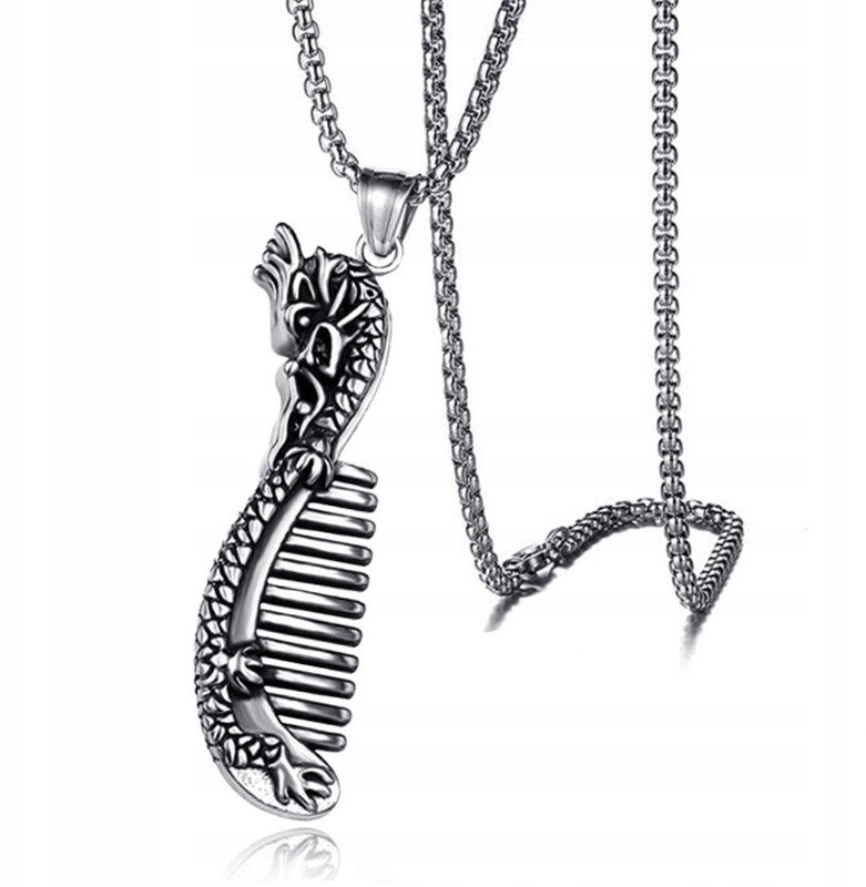 NASZYJNIK Srebrny Łańcuszek SMOK DRAPIEŻNIK 346