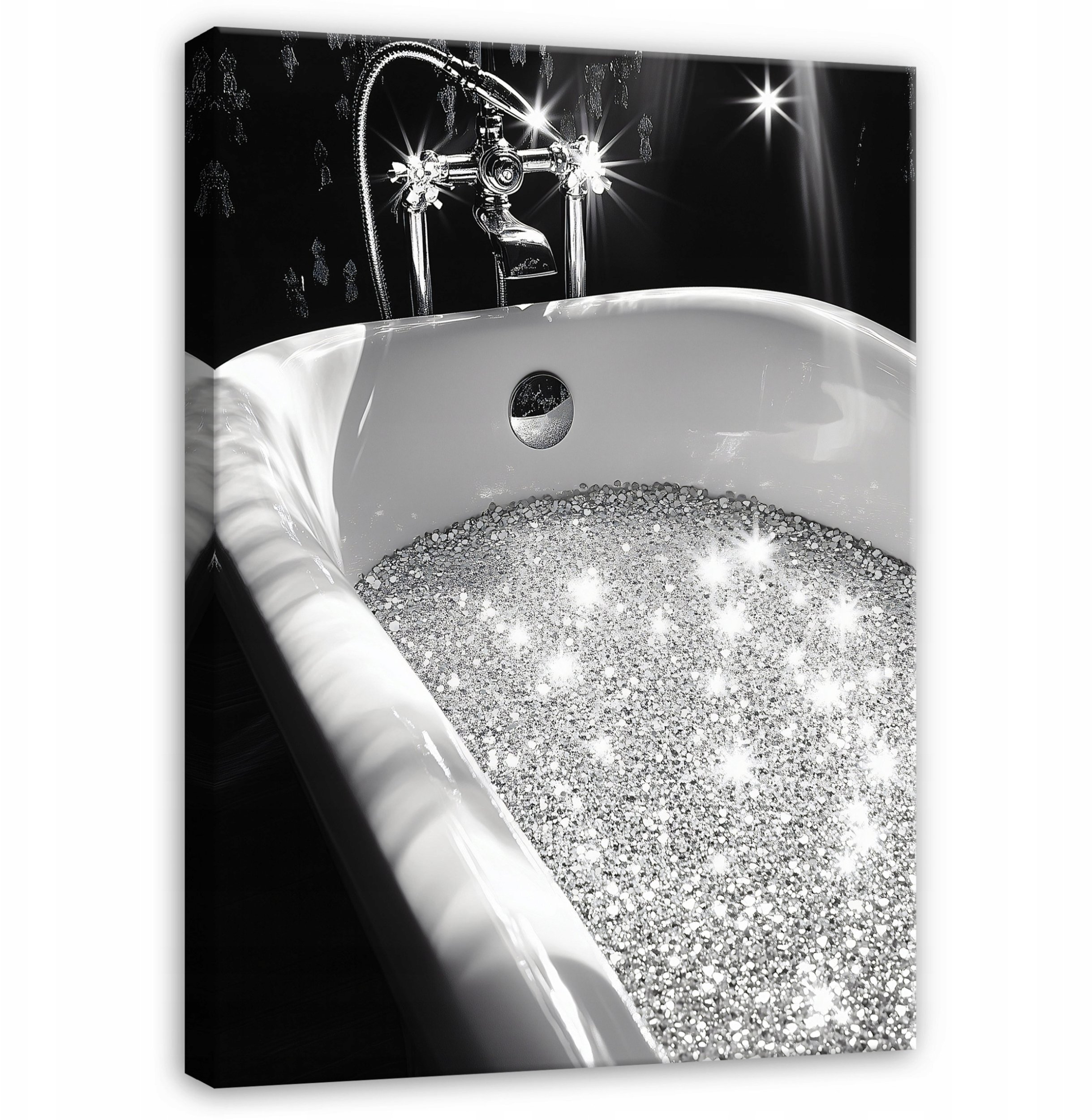 OBRAZ DO ŁAZIENKI TOALETY WC CZARNY SREBRNY NOWOCZESNY NA PŁÓTNIE 120x80