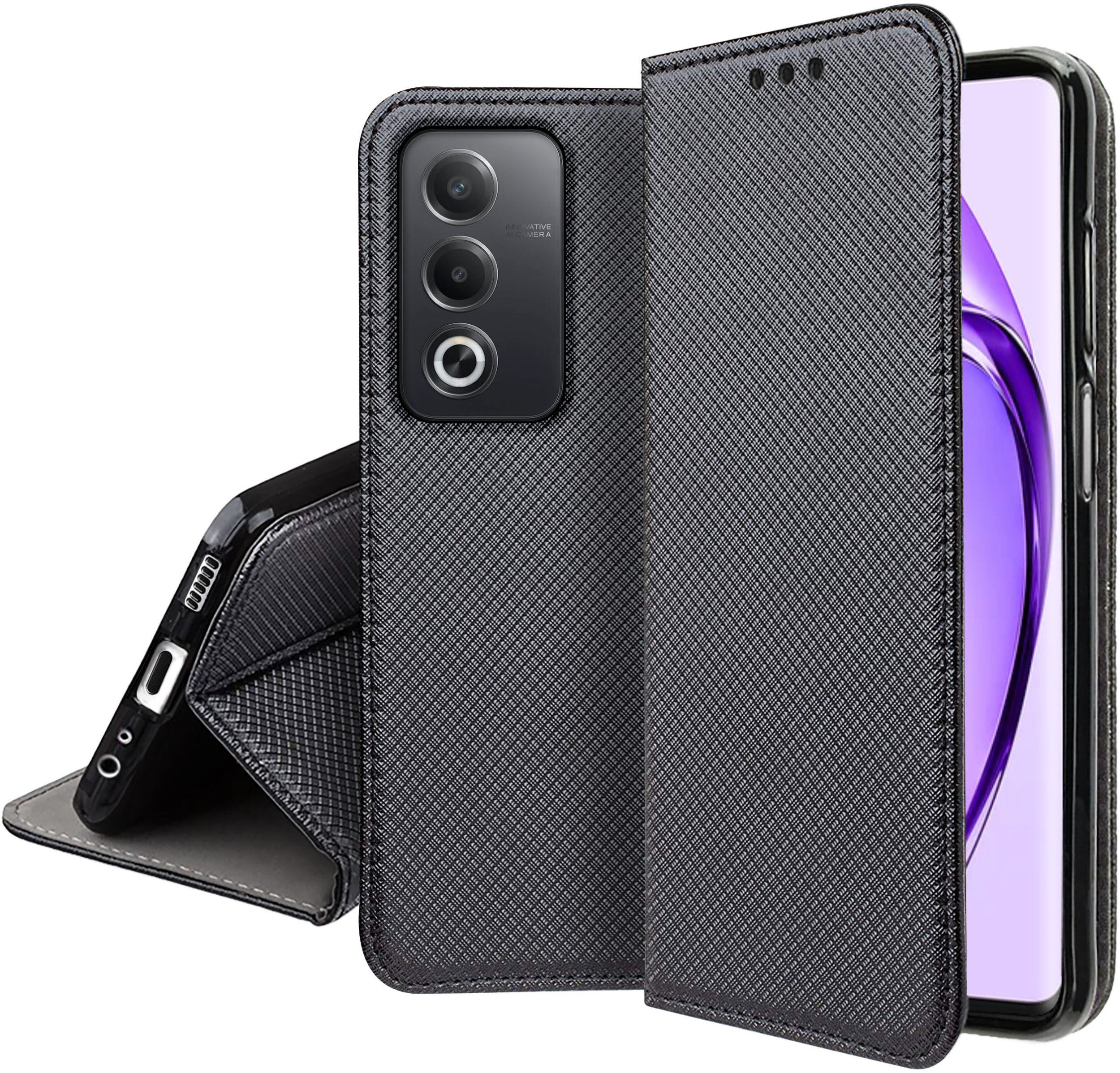 Etui do Oppo A80 5G SMART MAGNET CASE PORTFEL + SZKŁO OCHRONNE 9H