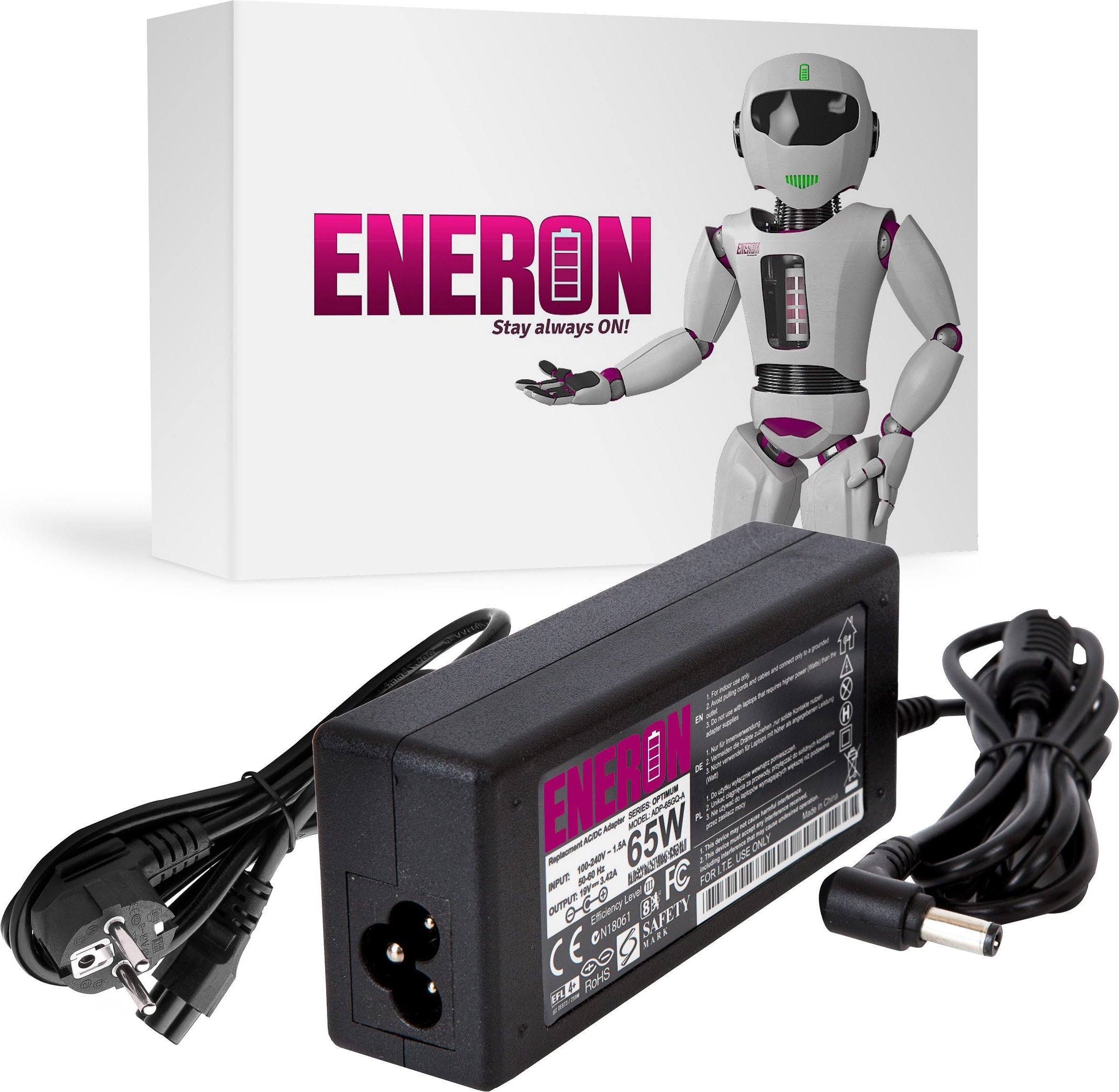 Zasilacz do laptopa Eneron Zasilacz ładowarka do laptopów Asus 19V 3.42A 65W wtyk 5.5x2.5mm + kabel zasilający