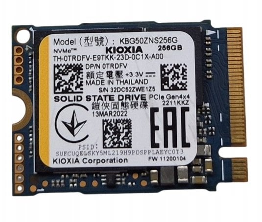Dysk SSD 256GB KIOXIA M.2 2230 PCIe x4 Gen4 NVMe KBG50ZNS256G OEM