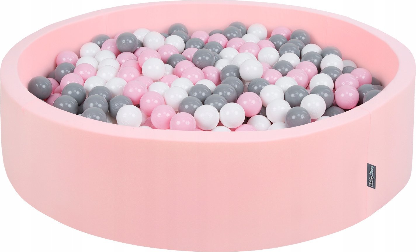 KiddyMoon Suchy basen okrągły z piłeczkami 7cm 120x30 różowy: biały-szary-pudrowy róż 120x30/1000piłek Zabawka basen piankowy