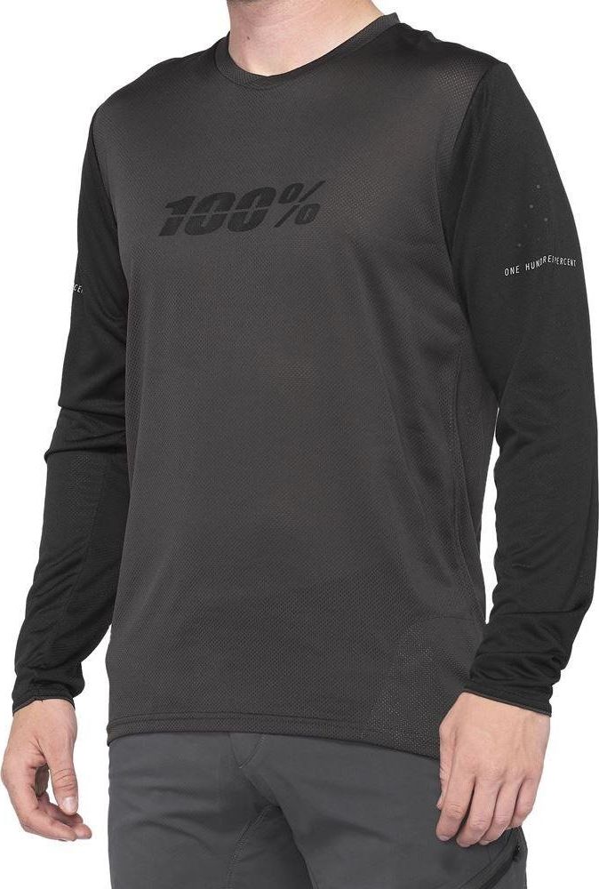 100% Koszulka męska 100% RIDECAMP Long Sleeve Jersey długi rękaw black charcoal roz. XL