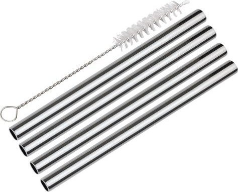 Cilio Szerokie słomki do napojów, 4 szt., stal nierdzewna, śred. 0,8 x 14 cm Steel Piccolo / Cilio