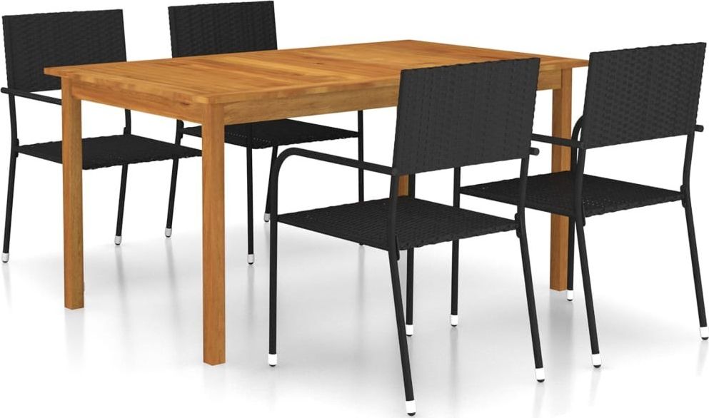 vidaXL 5-częściowy zestaw mebli ogrodowych czarny