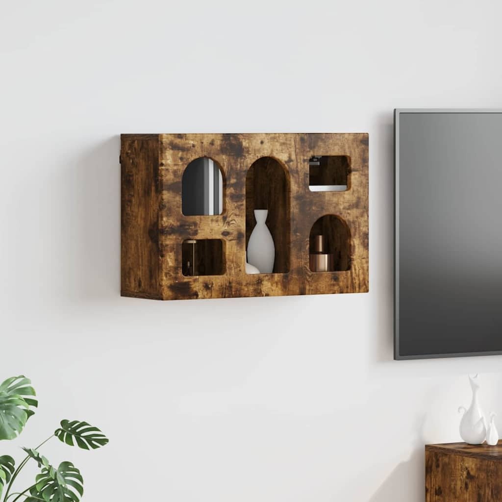 vidaXL Wisząca szafka z półką z wędzonego dębu 60 x 20 x 40 cm