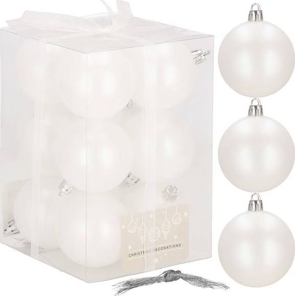 Springos Bombki choinkowe 12 szt. biały mat zestaw choinkowy UNIWERSALNY
