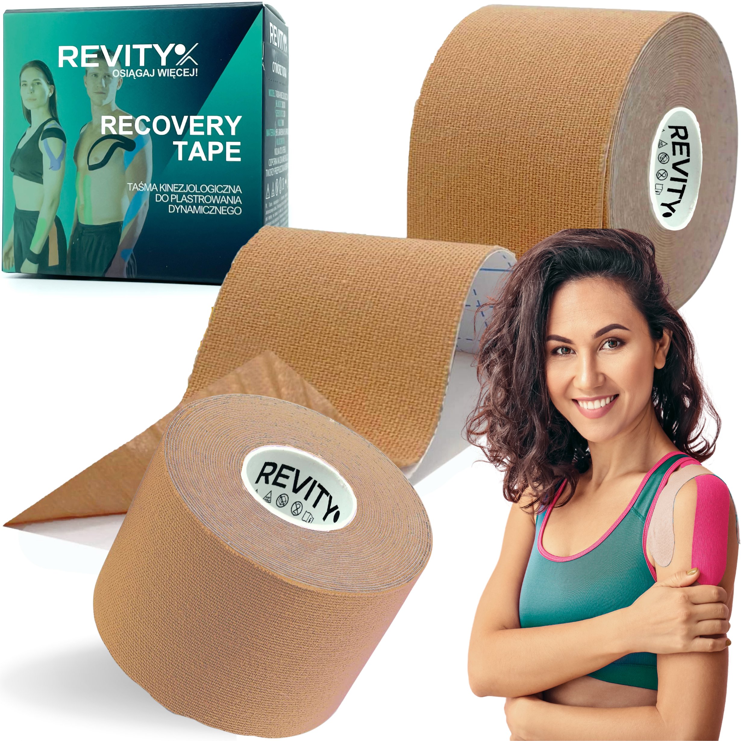 Taśma kinezjologiczna Revity kinesiology tape 5 cm x 5 m plastry medyczne 1 szt.