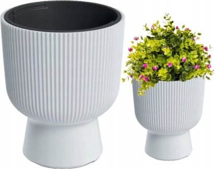 Prosperplast Doniczka plastikowa z wkładem biała Milly 24x30 cm