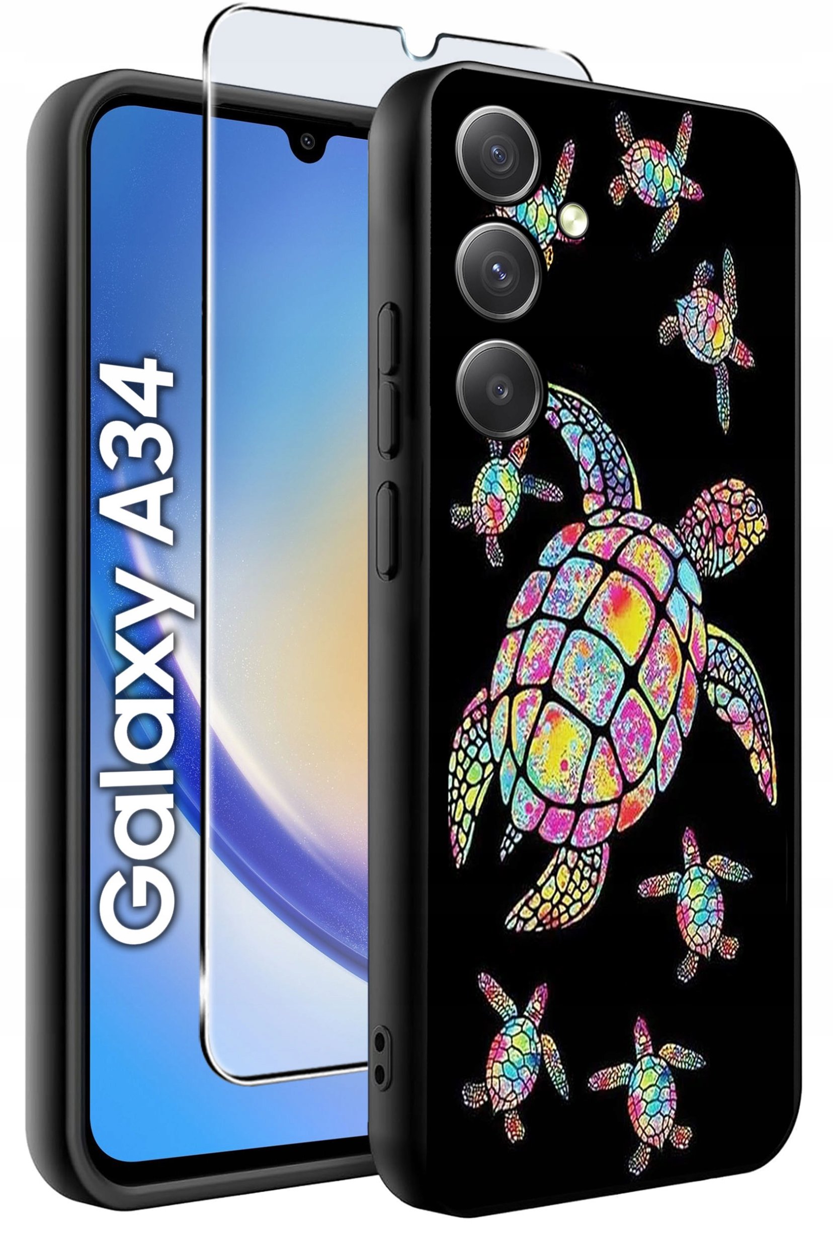ETUI do Samsung A34 5G WZORY | SILIKONOWE MATT CASE + SZKŁO 9H