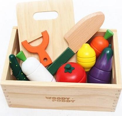 DWM WARZYWA DREWNIANE DO KROJENIA NA MAGNES W SKRZYNCE + AKCESORIA