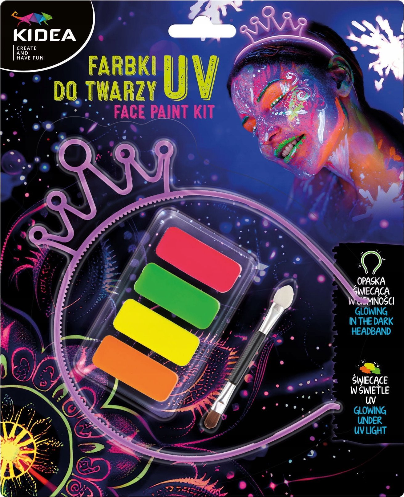 Derform FARBY DO TWARZY 4KOL UV OPASKA SWIEC W CIEMN KID