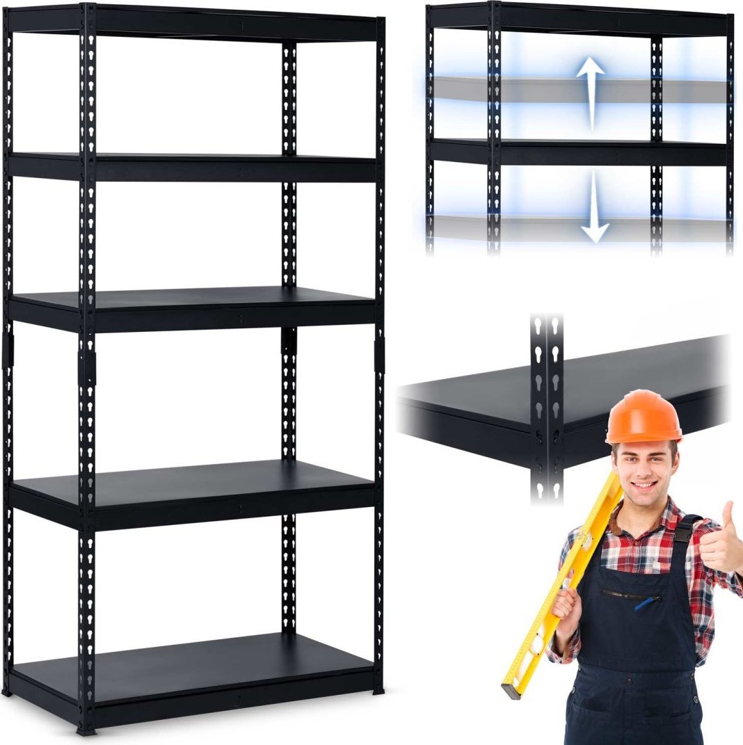 Regał metalowy magazynowy 183 x 90 x 45 cm Humberg HR-700 czarny EDUKAMP