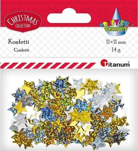 Titanum Konfetti Gwiazdki złote, srebrne hologram 14g