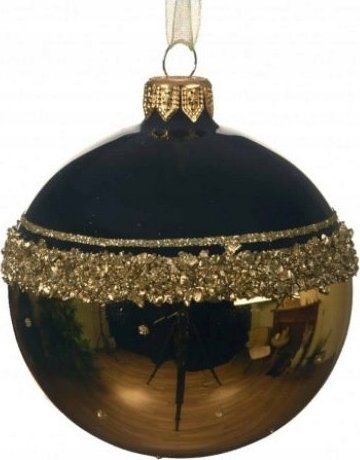 Kaemingk Bombka choinkowa granatowo-złota szklana 8 cm