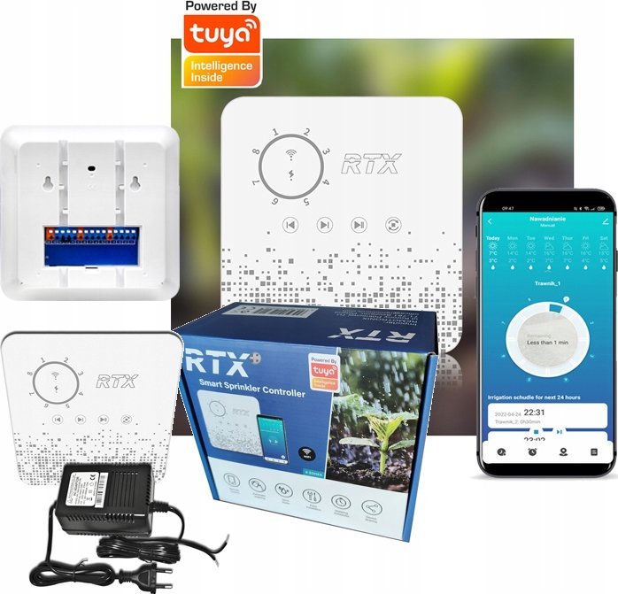 Sterownik system podlewania nawadniania ogrodu RTX TUYA WiFi 8 STREF TIMER