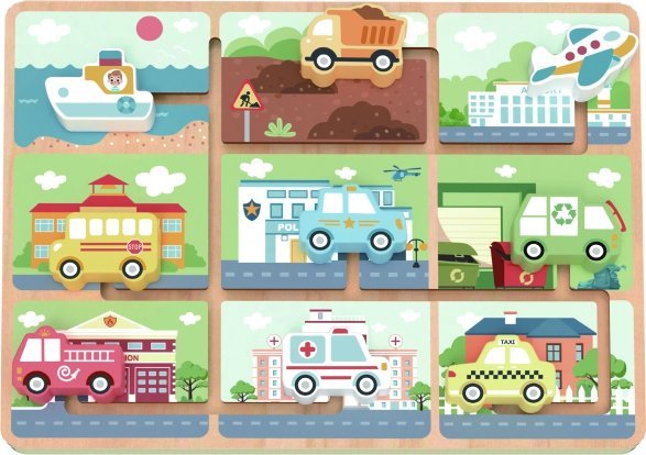 Tooky Toy TOOKY TOY Labirynt Drewniany Pojazdy Układanka