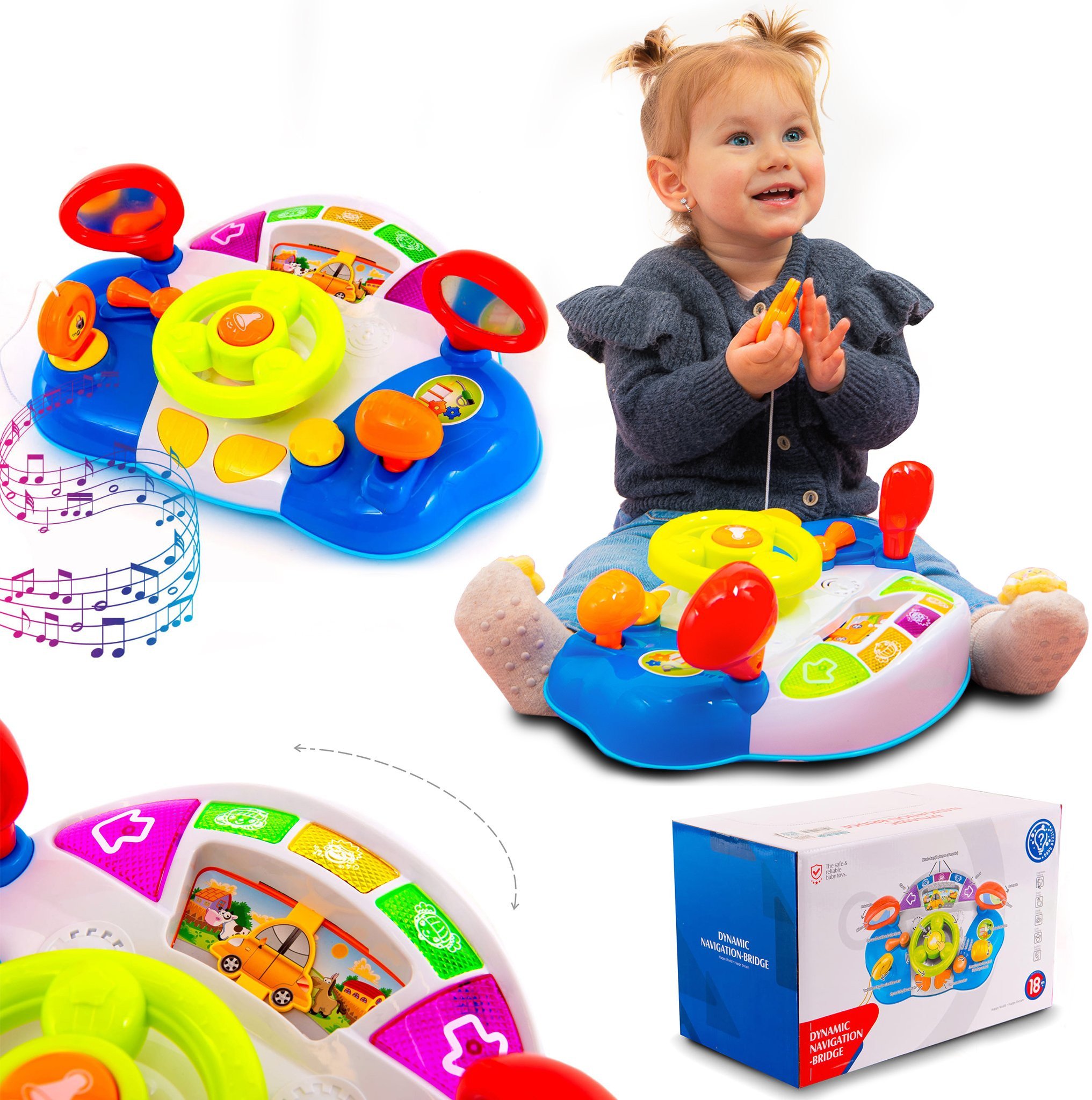 INTERAKTYWNA ZABAWKA KIEROWNICA MULTIMEDIALNA 18M