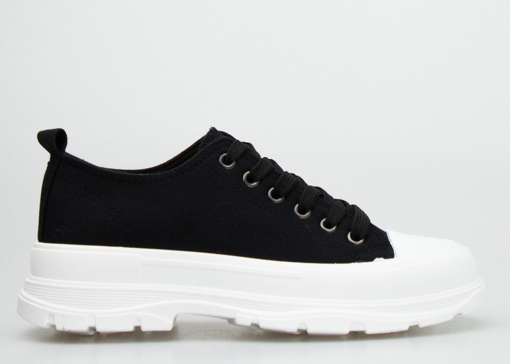 Seastar Tenisówki na białej platformie czarne-40