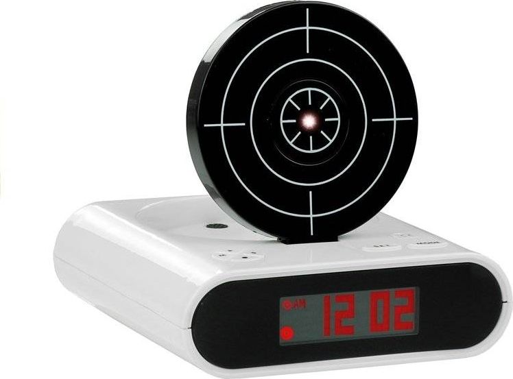 Lean Sport Pistolet Laserowy z Tarczą Budzik Zegarek Biały