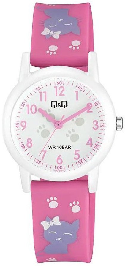 Zegarek Q&Q V23A-001V rózowy kolorowy dziecięcy kotek .
