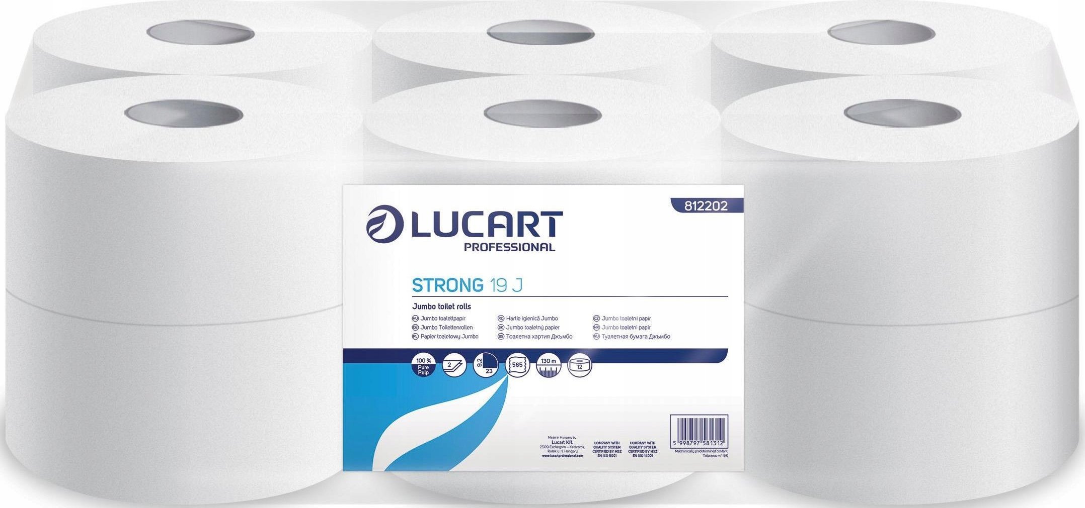 Karen Lucart Strong 19 J - Papier toaletowy jumbo, 2 warstwy, 130 m, celuloza — 12 rolek