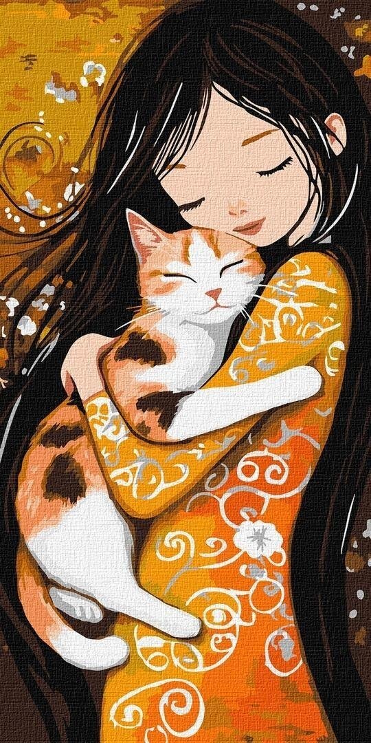 Malowanie po numerach -Kot na rękach 40x80cm