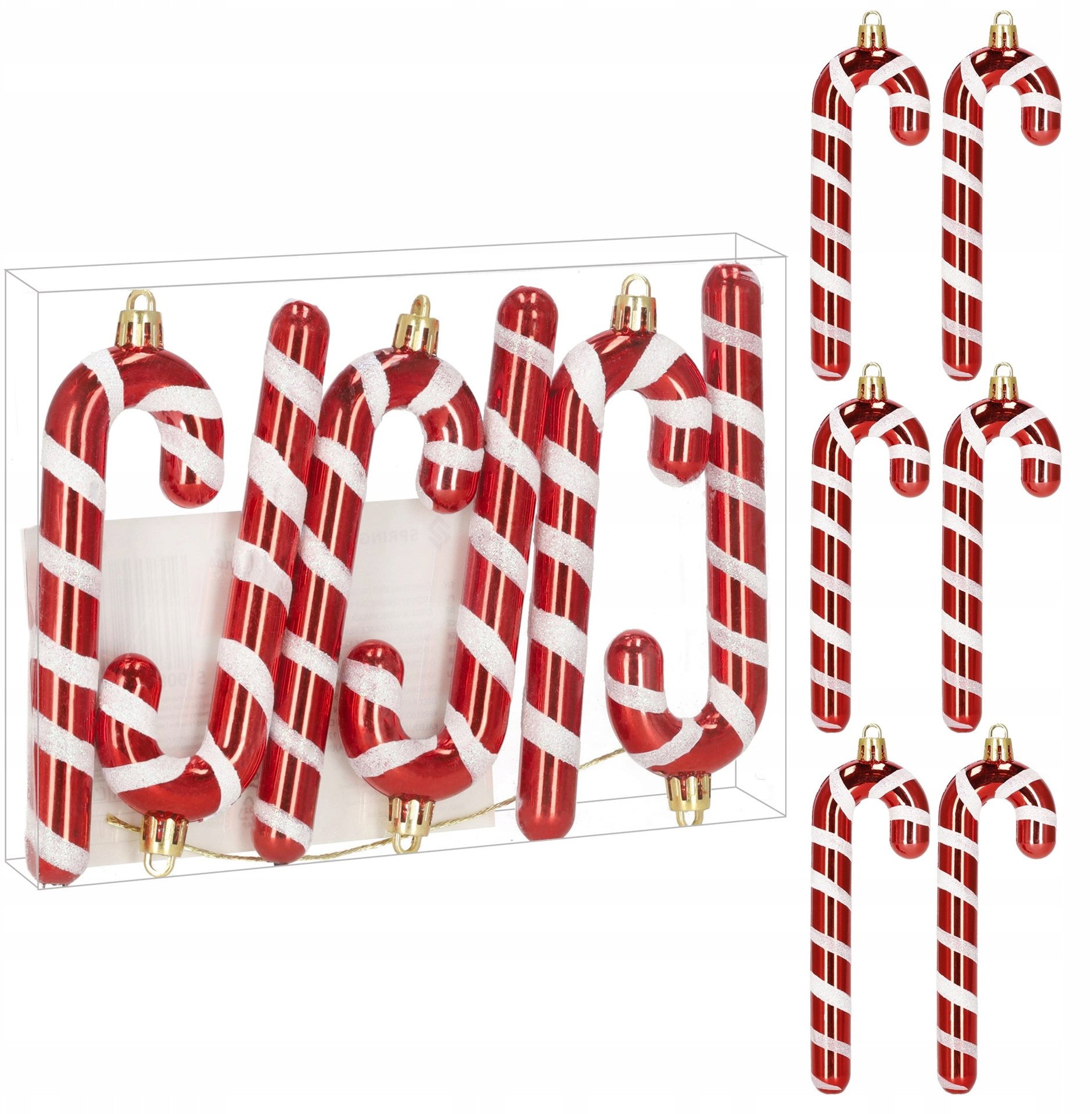 Bombki choinkowe, laska cukrowa zestaw 6 szt. ozdoby świąteczne do stroika, nietłukące UNIWERSALNY