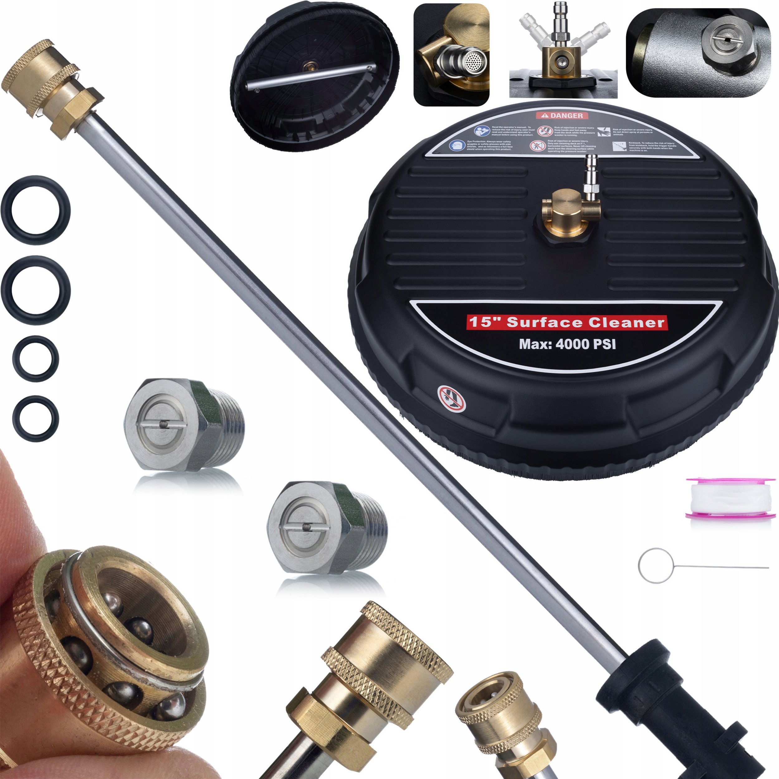 JetLine T-Racer ProSet 15" + Lanca 58 cm | Zestaw do myjki Krcher K2K7 | Obrotowa szczotka z szybkozłączką | Dysze zapasowe + lanca |