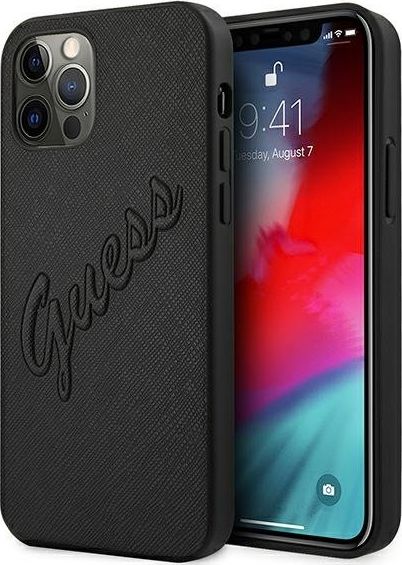 Guess Guess GUHCP12LRSAVSBK iPhone 12 Pro Max 6,7" czarny/black hardcase Saffiano Vintage Script